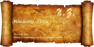 Nánássy Zita névjegykártya